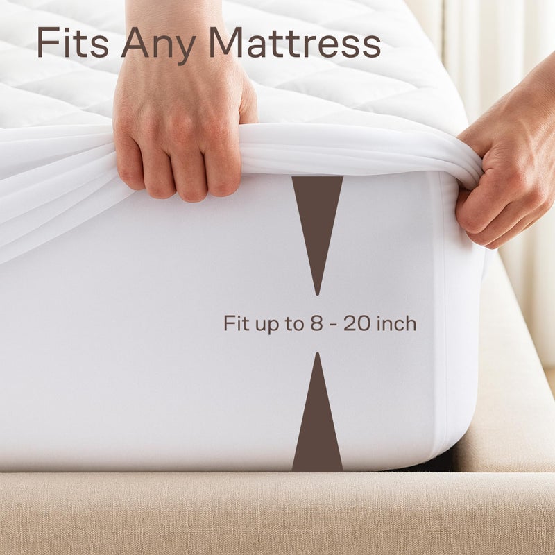 Niagara Sleep Solution Niagara Cotton Mattress Pad Queen 60x80 - Non Noisy Cooling Breathable Ultra Plush Absorbent Protector Extra Deep Fits 20 Inches Deep Mattress - Image 5